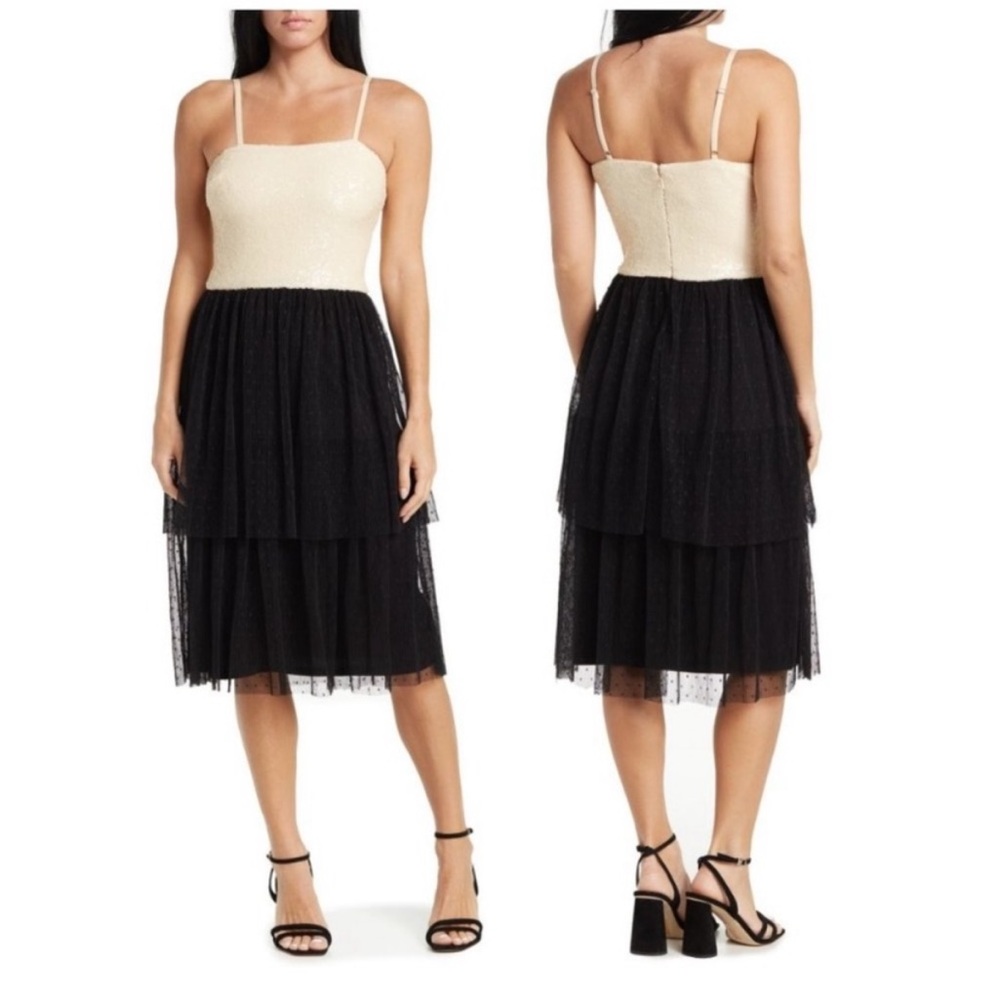 NWT Dress the Population Kady Sequin Tiered
Point D'Esprit Dress
